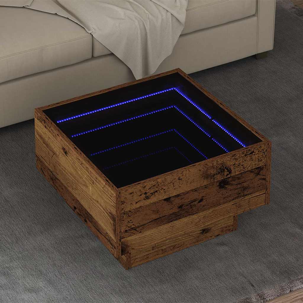 Mesa de centro madeira antiga 50 x 50 x 30 cm