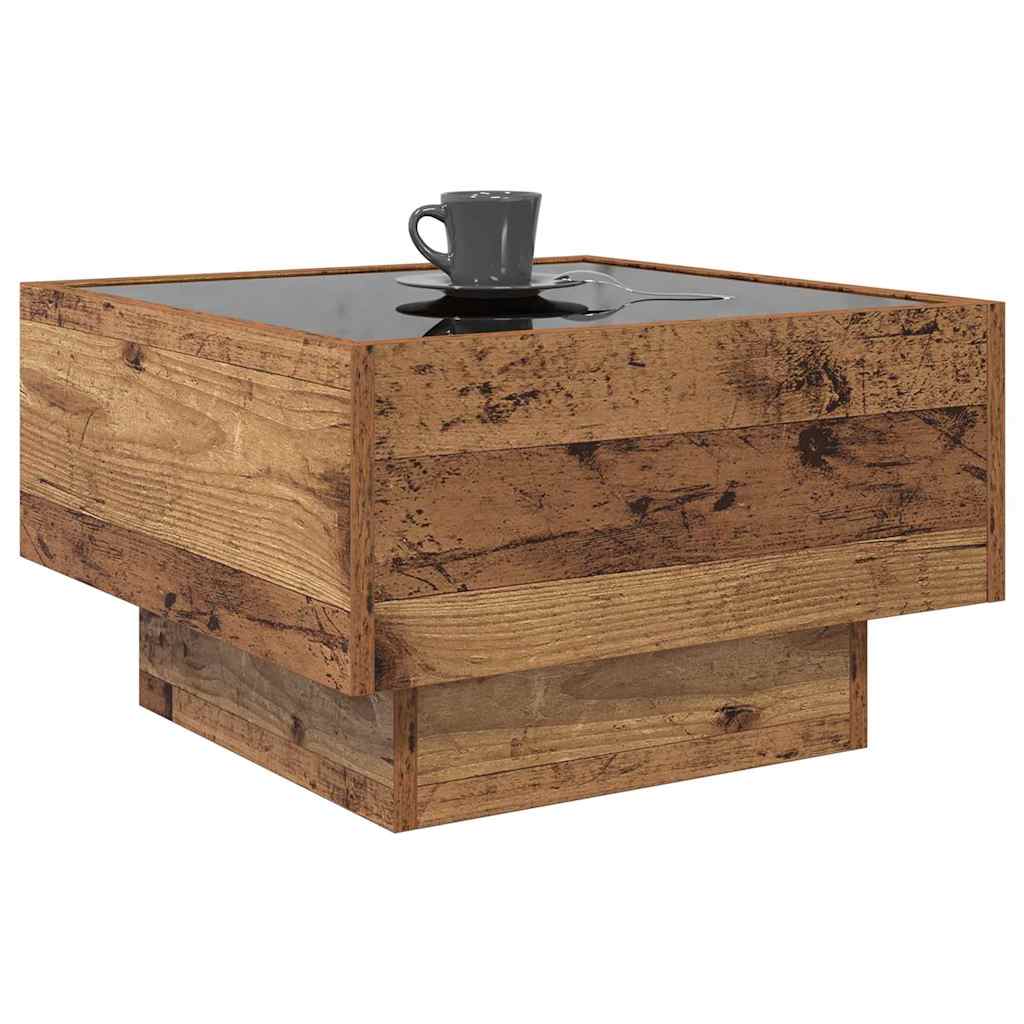 Mesa de centro madeira antiga 50 x 50 x 30 cm