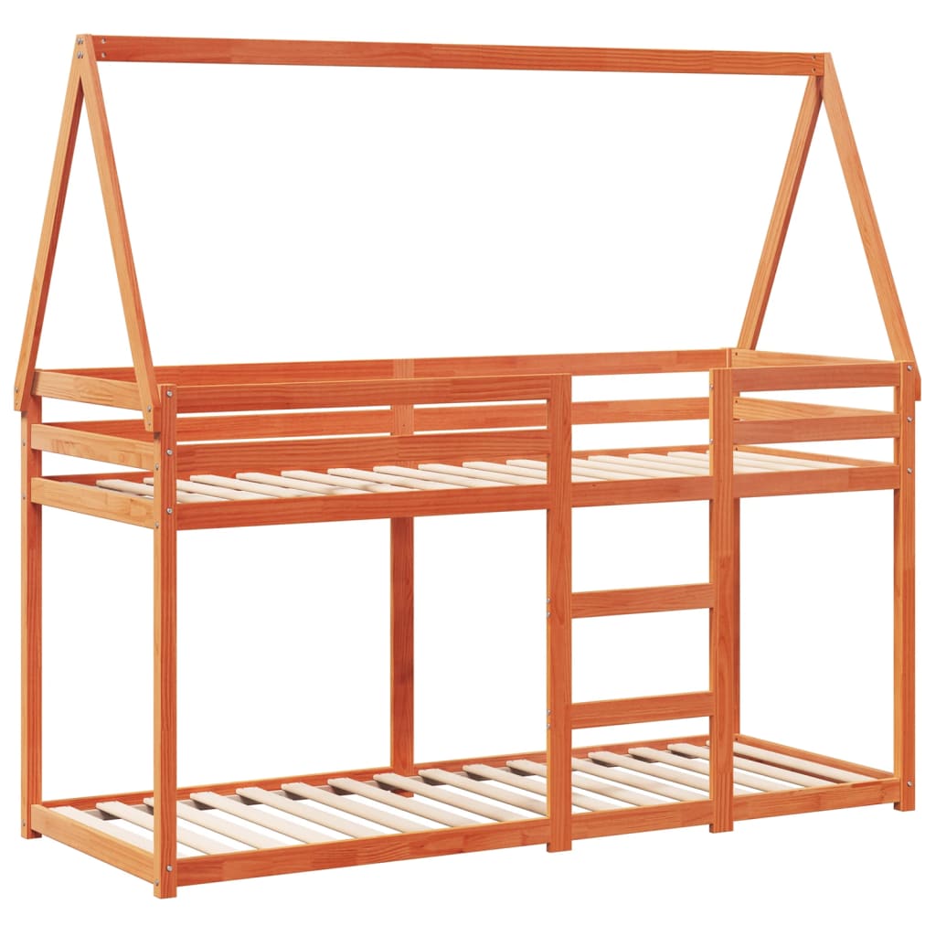 Beliche com telhado 80x200 cm pinho maciço castanho-mel