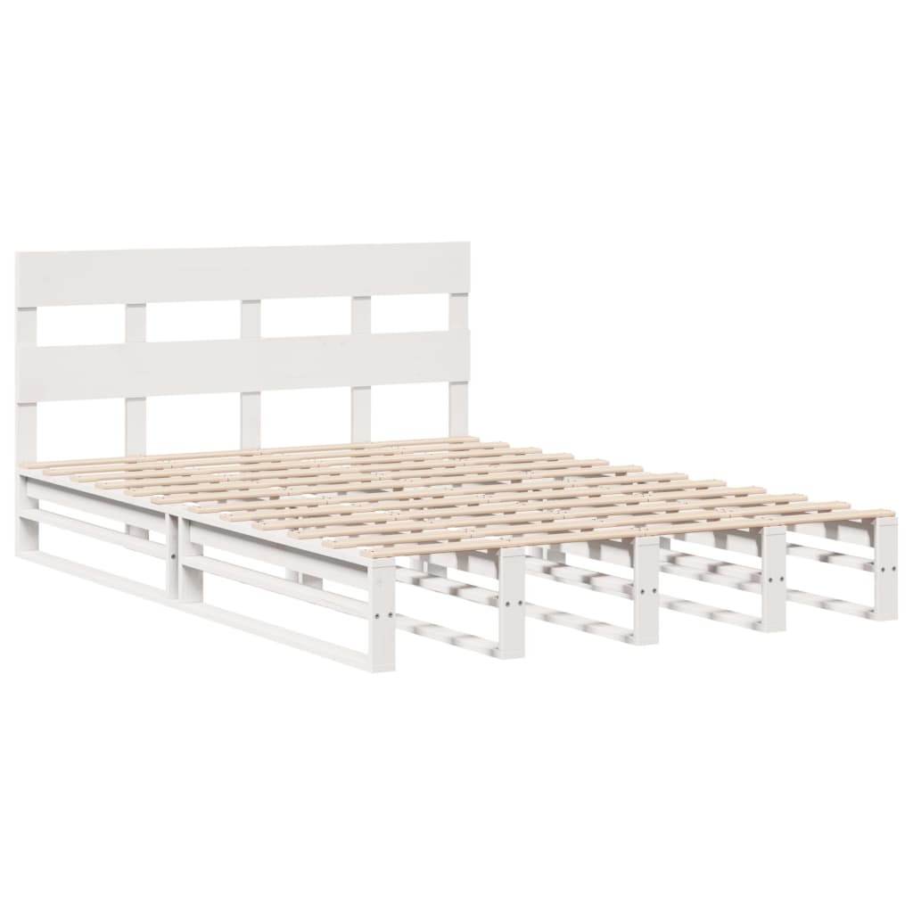 Cama sem colchão 160x200 cm madeira de pinho maciça branco