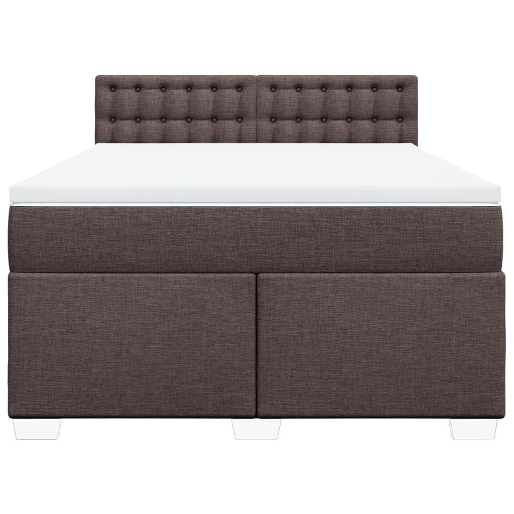 Cama com molas/colchão 160x200 cm tecido castanho-escuro