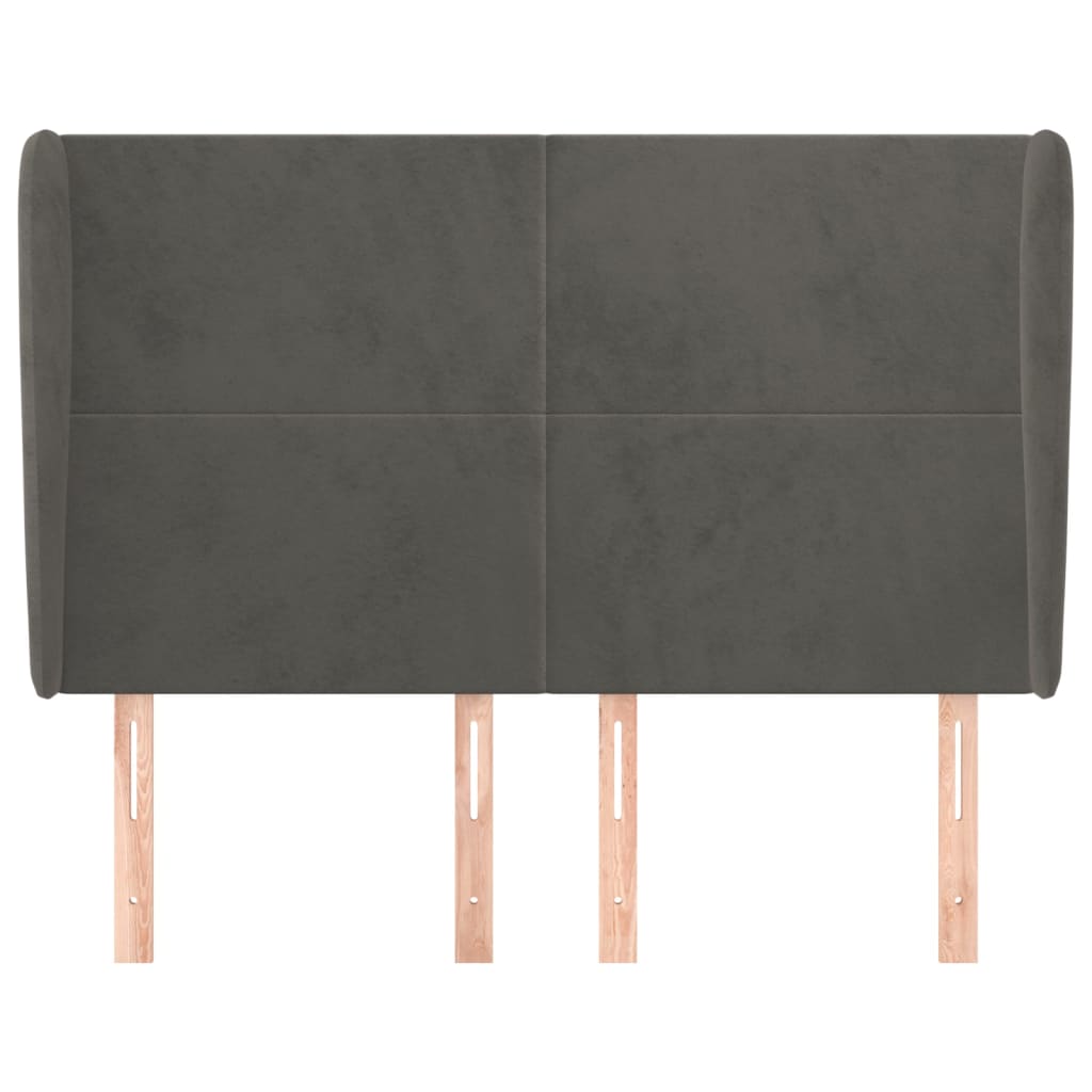 Cabeceira cama c/ abas veludo 147x23x118/128 cm cinzento-escuro