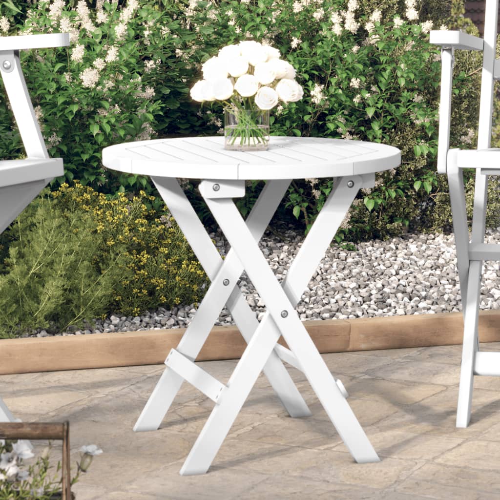 Mesa de jardim dobrável ø 46 cm madeira de acácia maciça branco