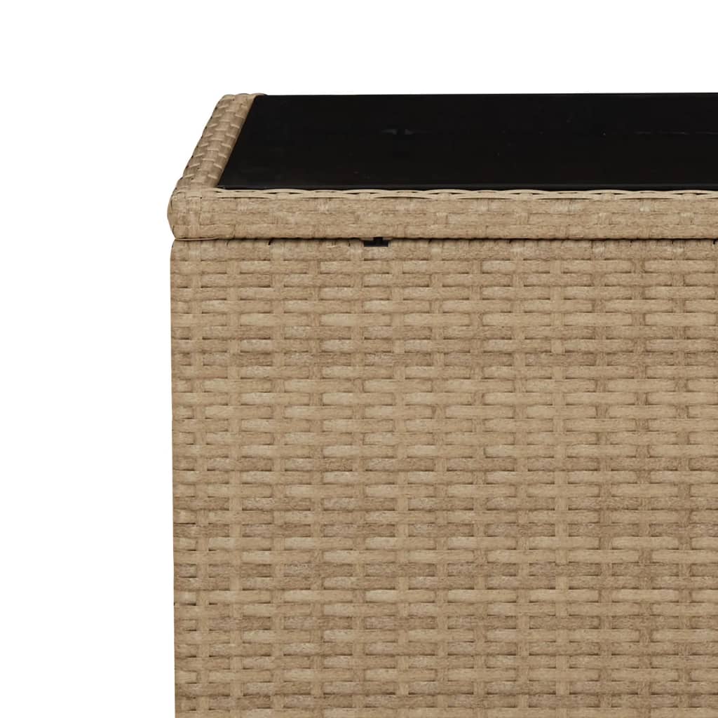 3 Pcs conjunto de jantar p/ jardim com almofadões vime PE bege