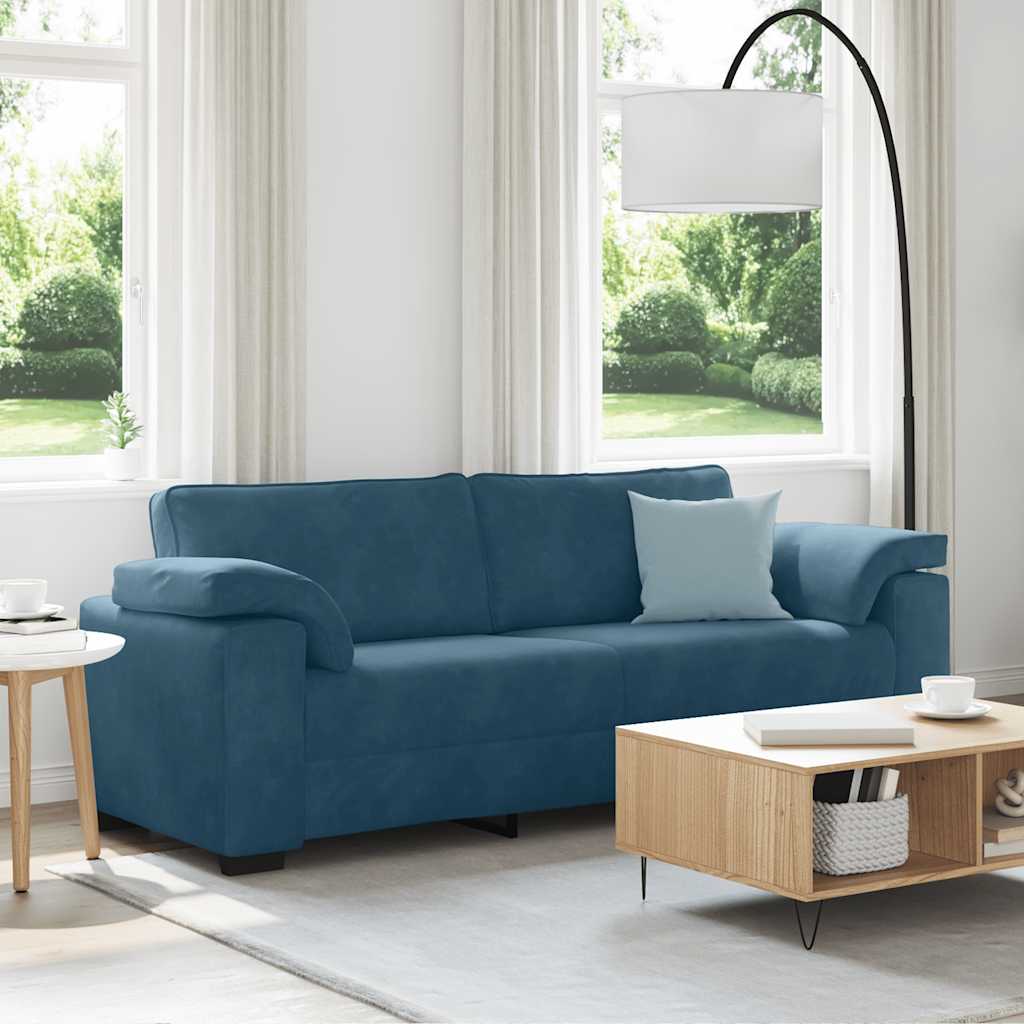 Sofá de 3 lugares 220x77x82 cm veludo azul
