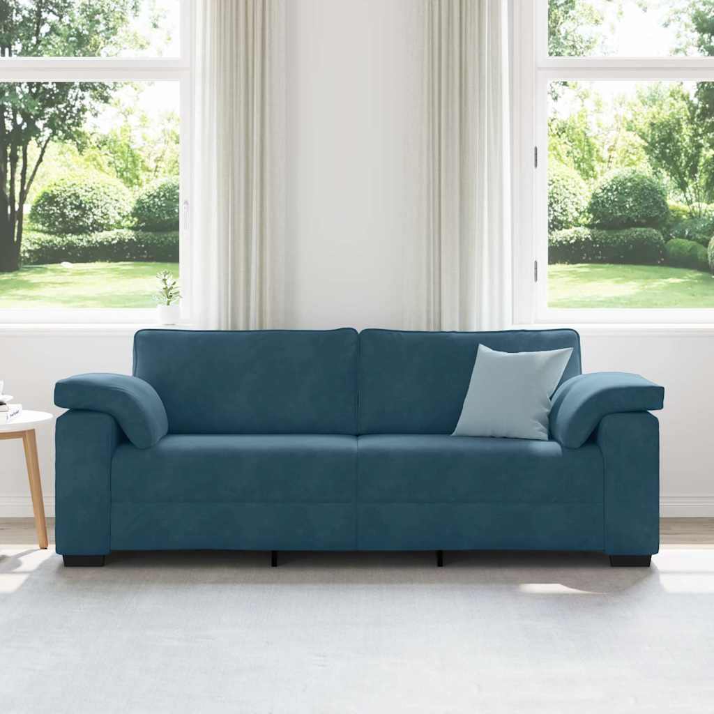 Sofá de 3 lugares 220x77x82 cm veludo azul