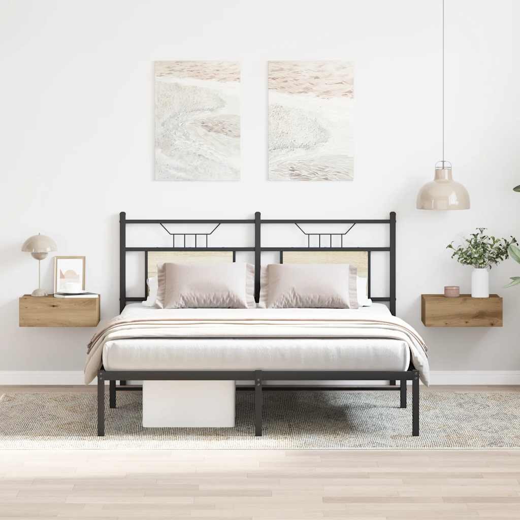 Mesa cabeceira suspensa 2 pcs carvalho artesanal 40x32x15 cm