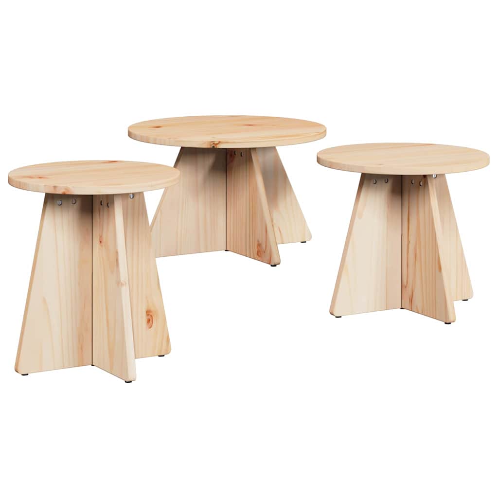 Mesa de centro 3 unid. natural 49 x 49 x 30 cm