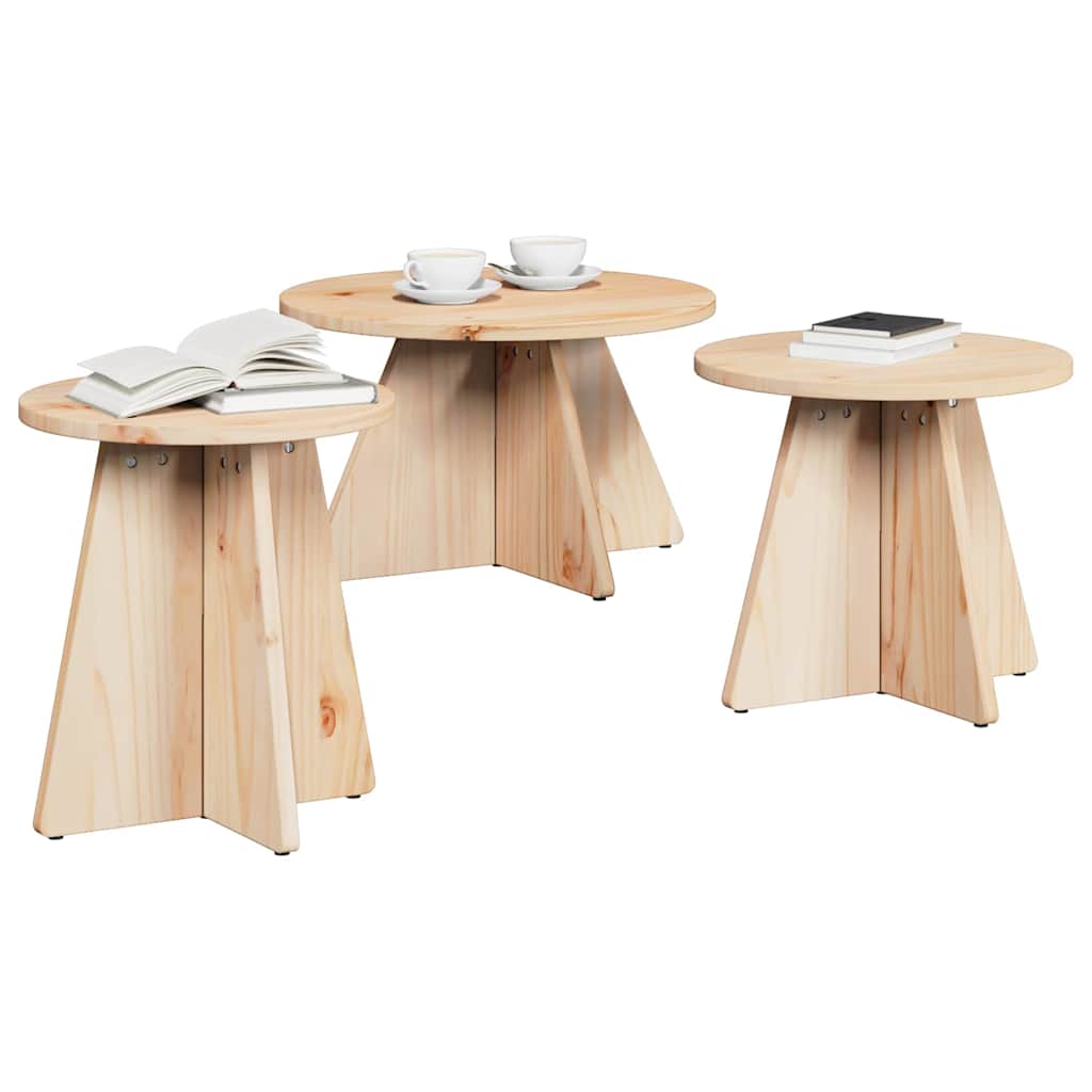 Mesa de centro 3 unid. natural 49 x 49 x 30 cm