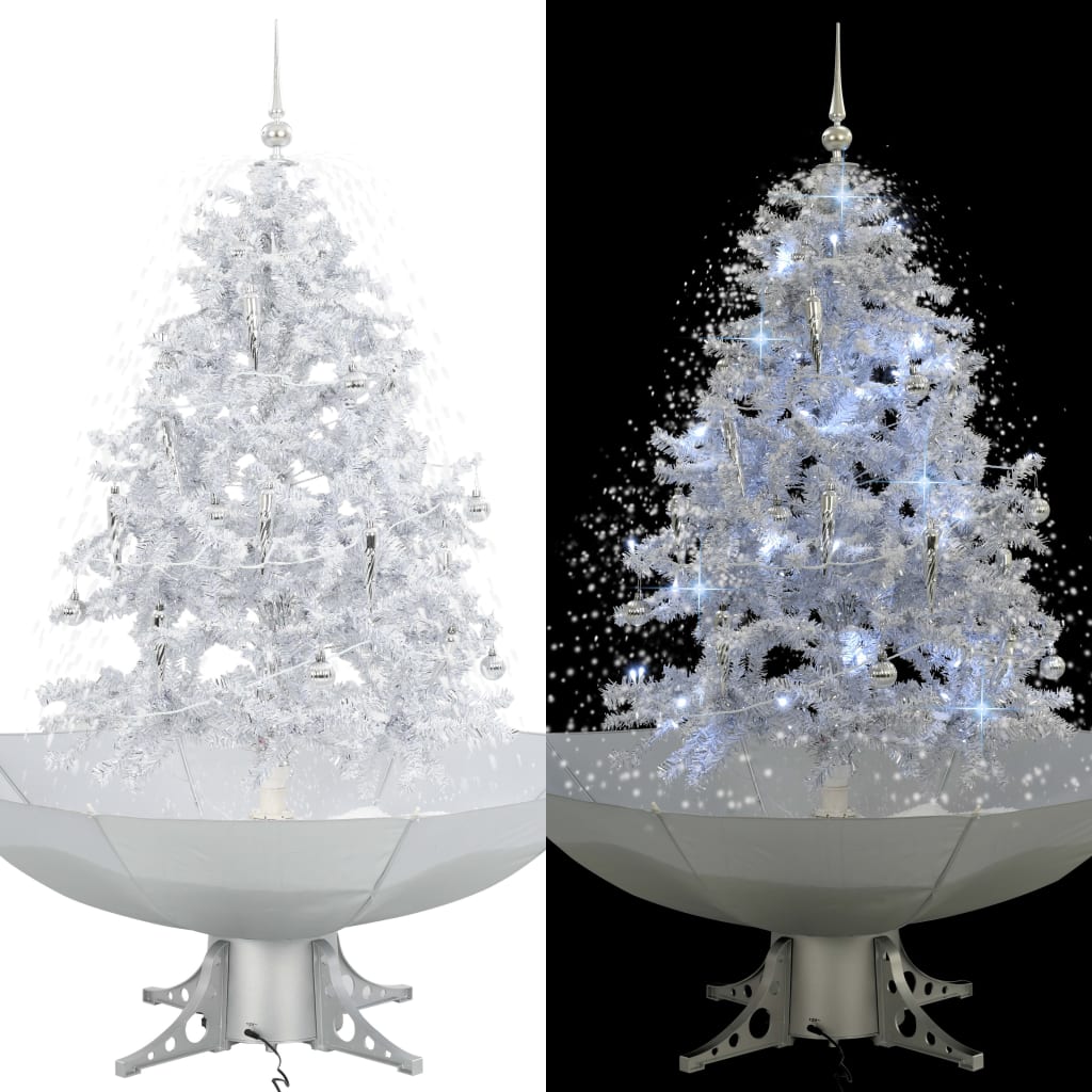 Árvore de natal c/ neve base formato guarda-chuva 140 cm branco