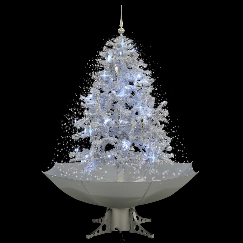 Árvore de natal c/ neve base formato guarda-chuva 140 cm branco