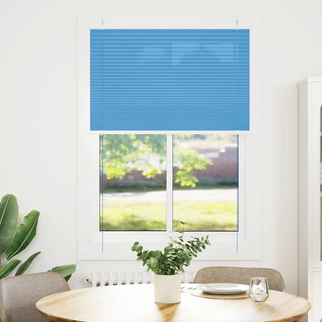 Azul plissada cega 85x100 cm largura tecido 84,4 cm poliéster