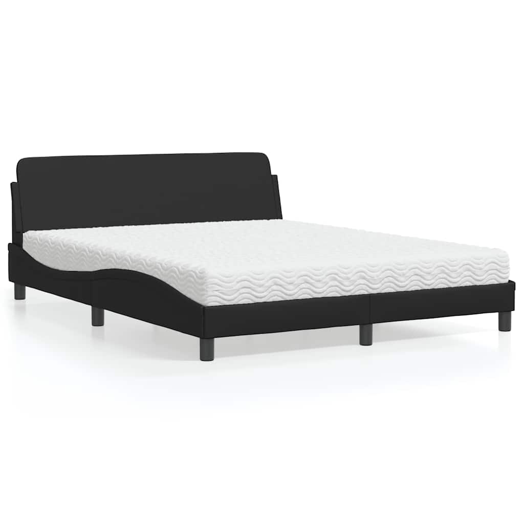 Cama com colchão dover 160x200 cm couro artificial preto
