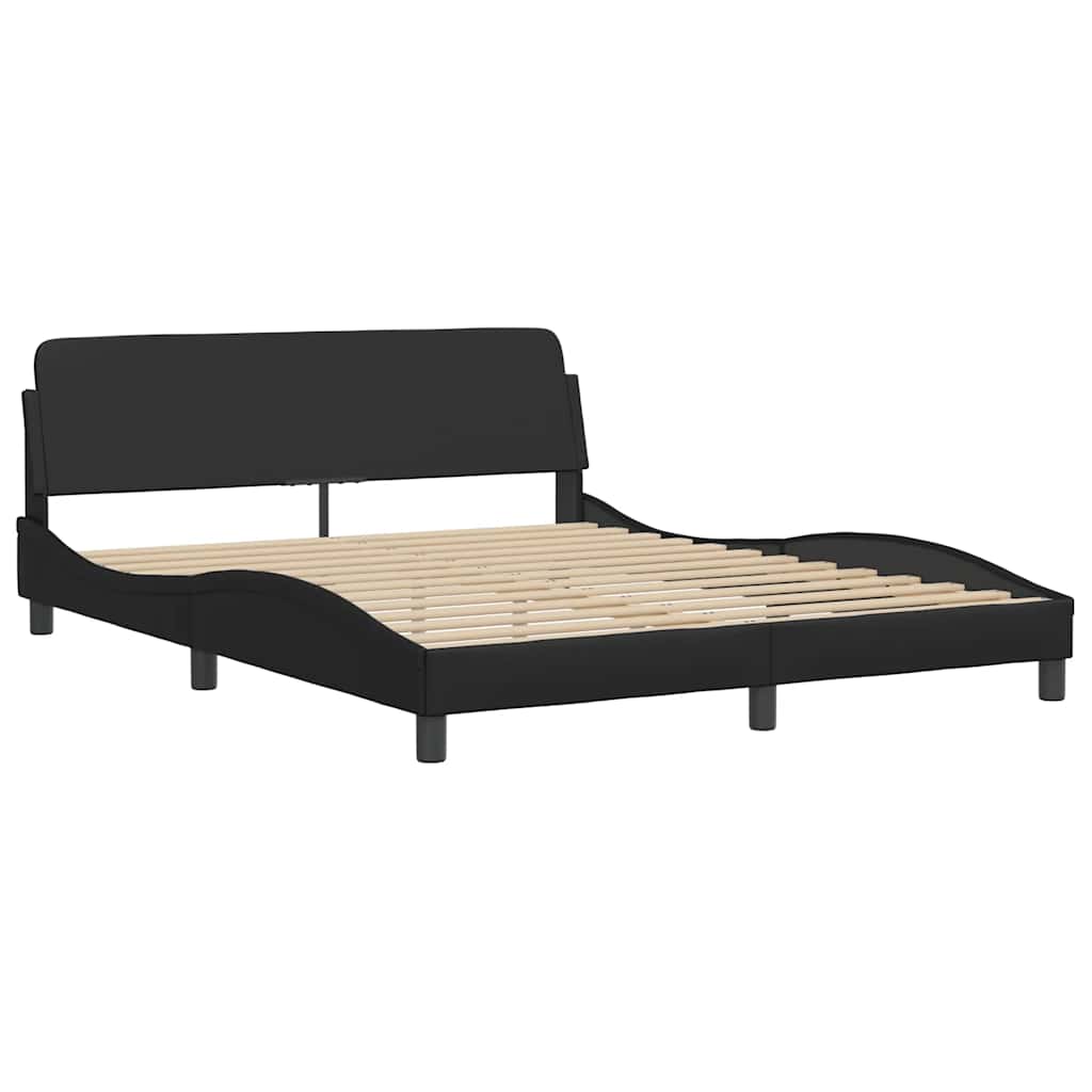 Cama com colchão dover 160x200 cm couro artificial preto