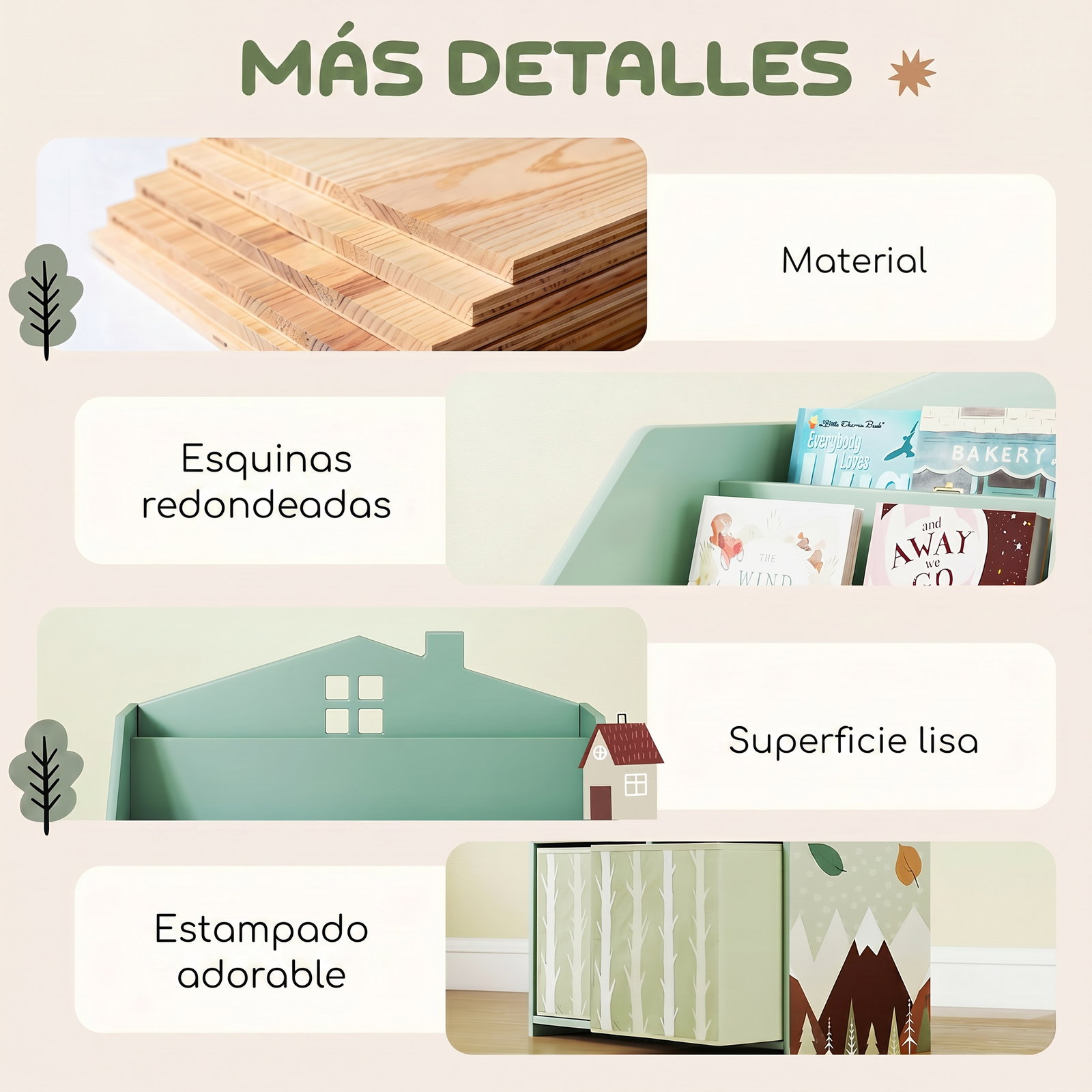 Estante infantil para brinquedos com gavetas de tecido prateleiras abertas design de ursinhos organizador de brinquedos verde