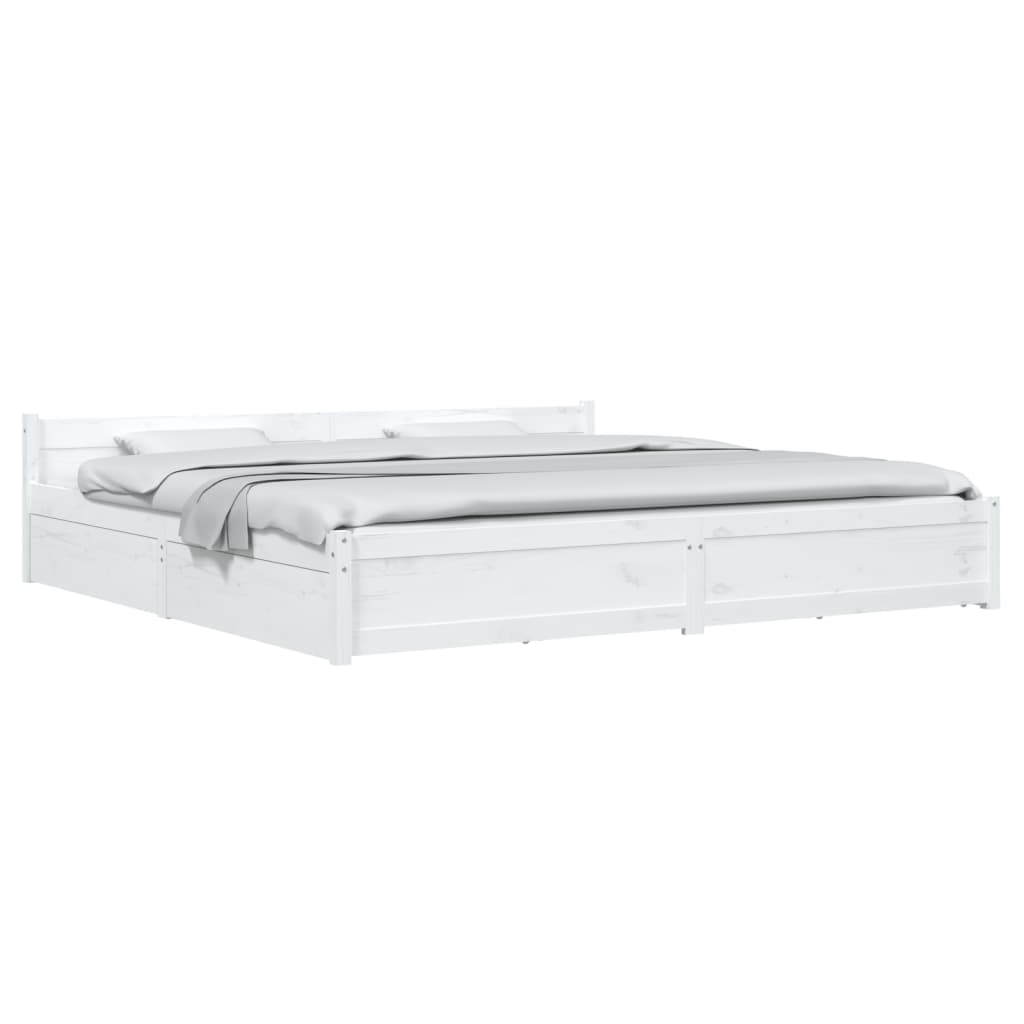Estrutura cama c/ gavetas 180x200 cm tamanho super king branco