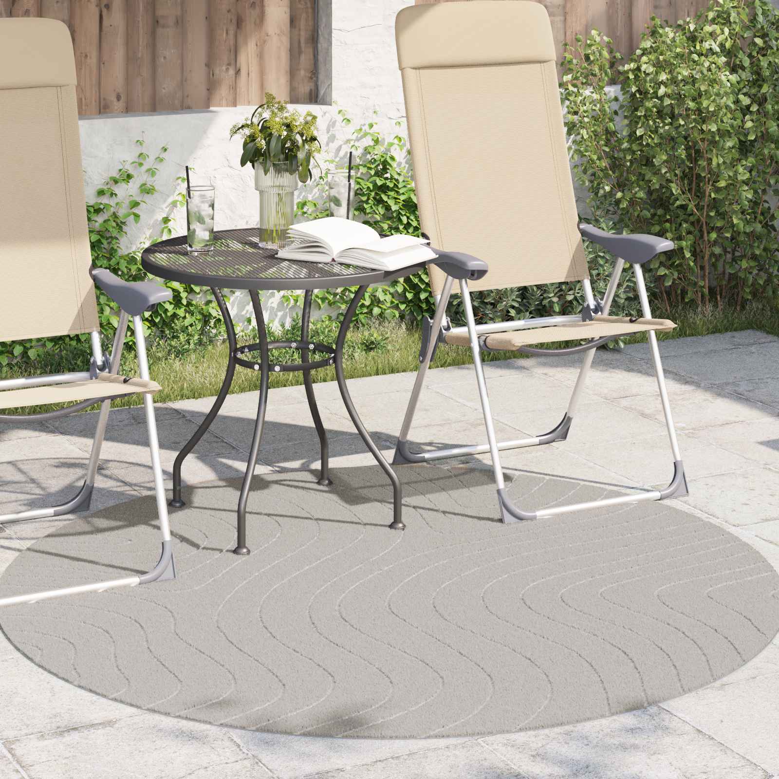 Tapetes de área redondo palmeras creme ø 160 cm poliéster