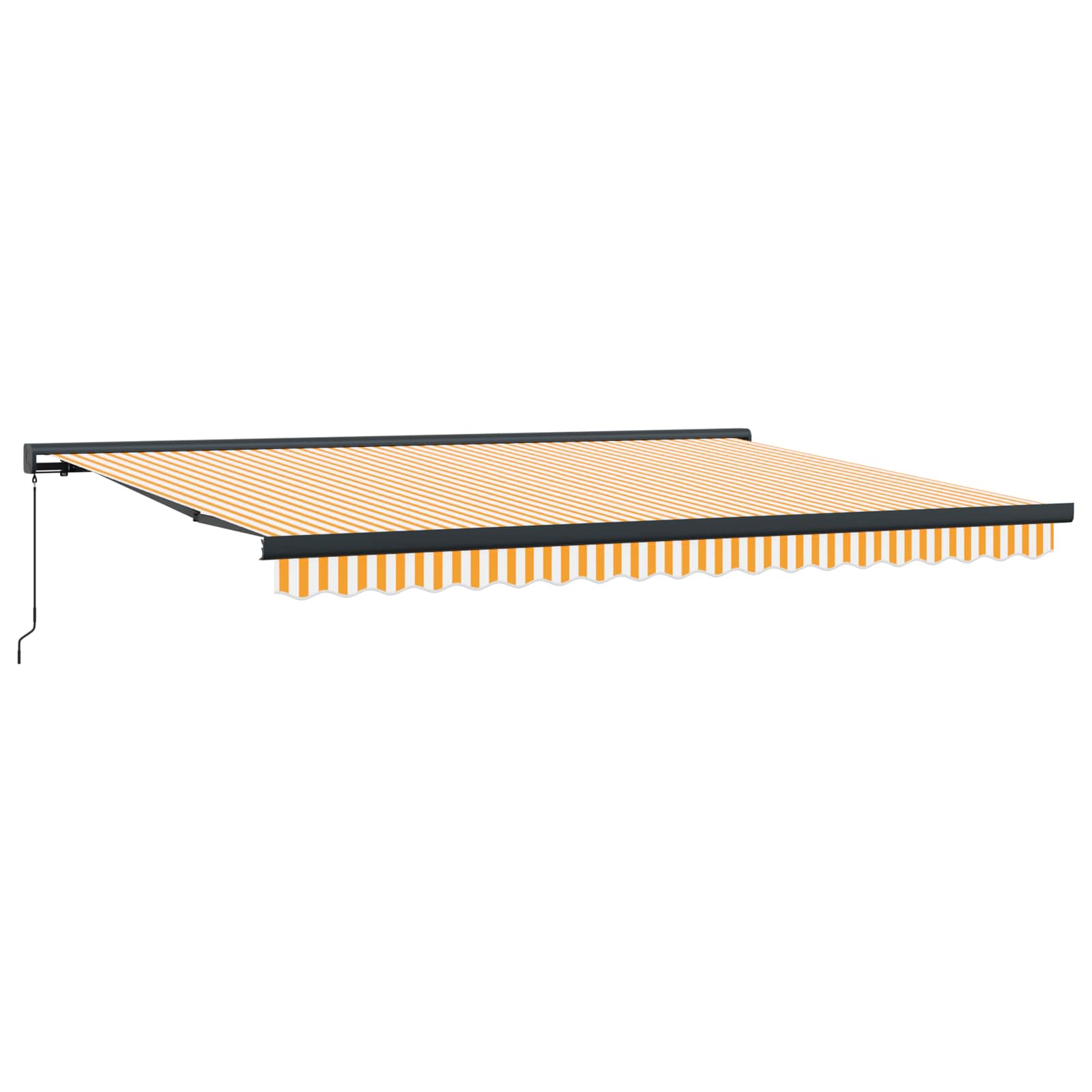| Toldo retrátil | azul e branco com estrutura branca 4,5 × 3 m