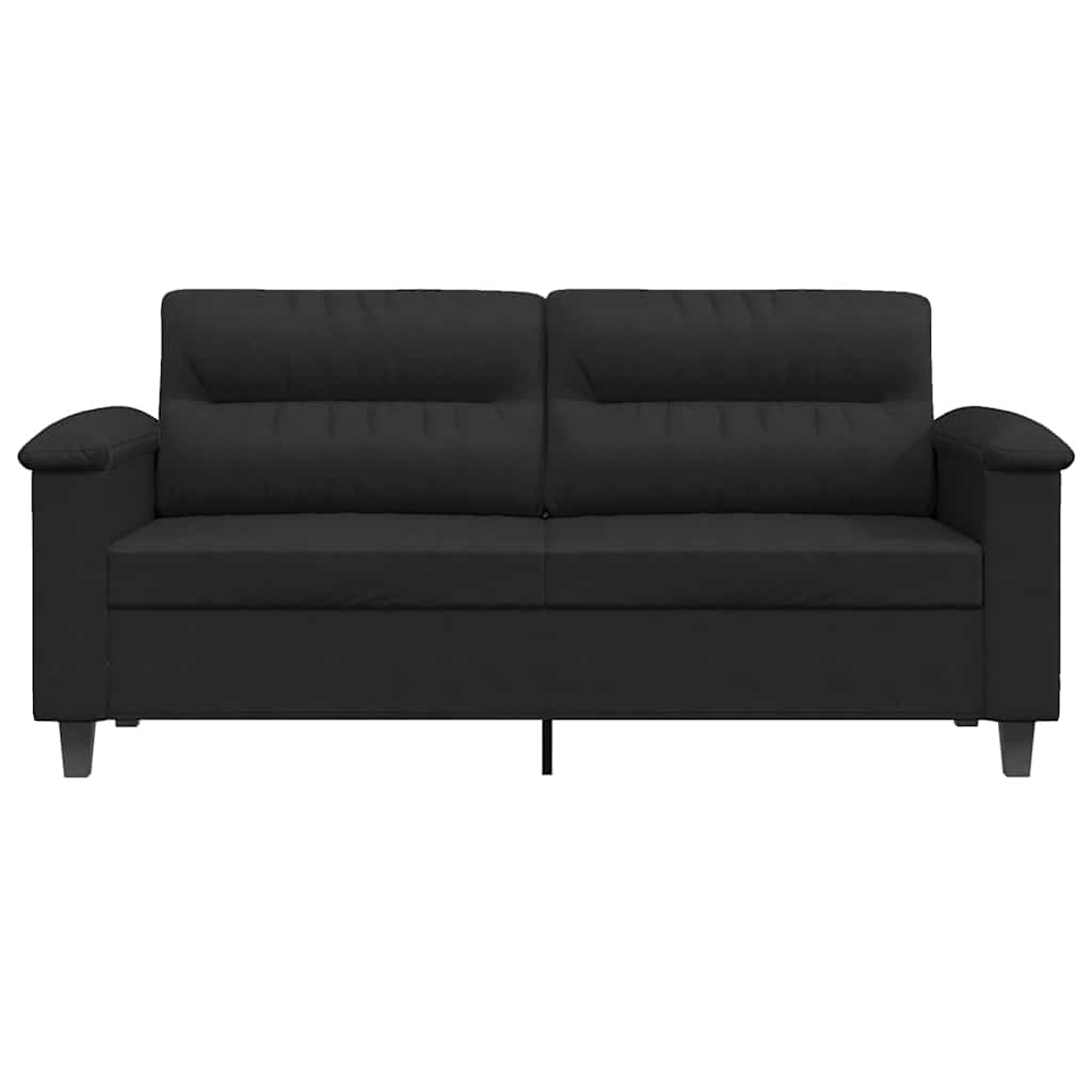 Sofá de 2 lugares 140 cm tecido de microfibra preto