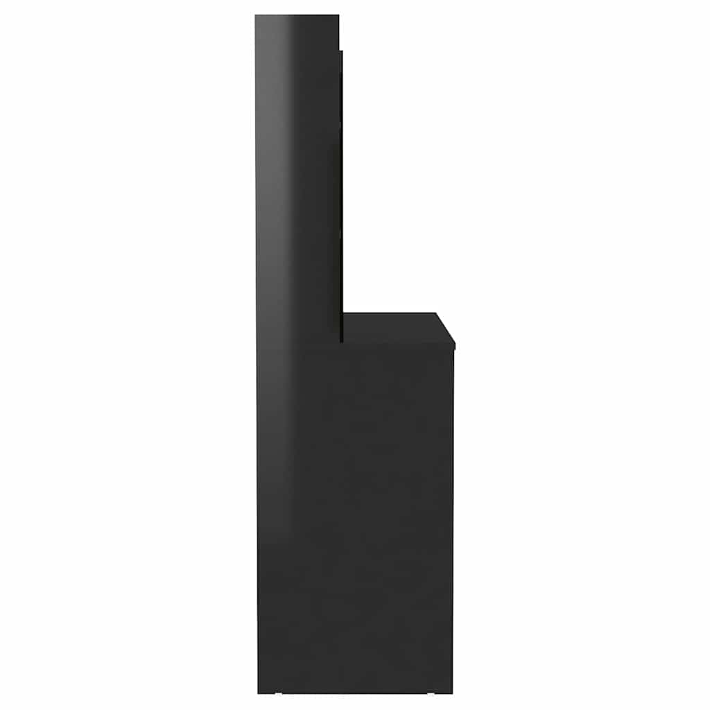 Mesa de maquilhagem c/ leds 100x40x135 cm MDF preto brilhante