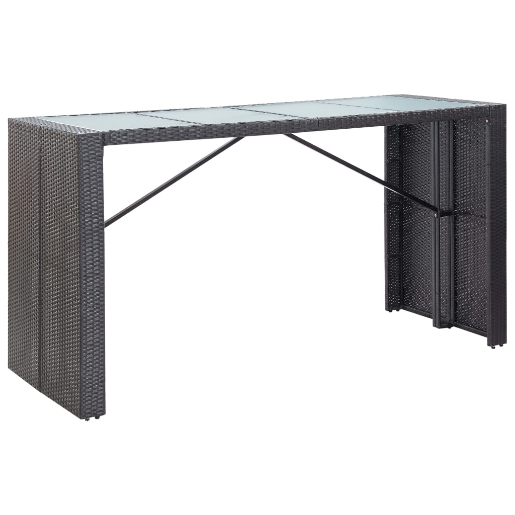 Conjunto de bar para exterior 9 pcs vime PE preto