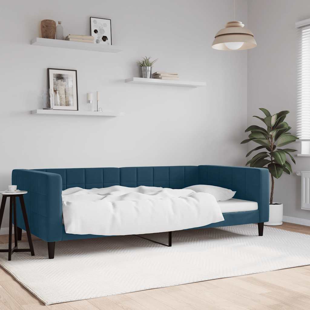Sofá-cama 100x200 cm veludo azul