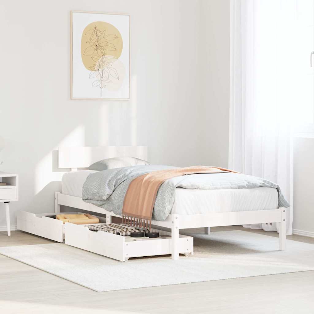 Cama sem colchão 90x200 cm madeira de pinho maciça branco