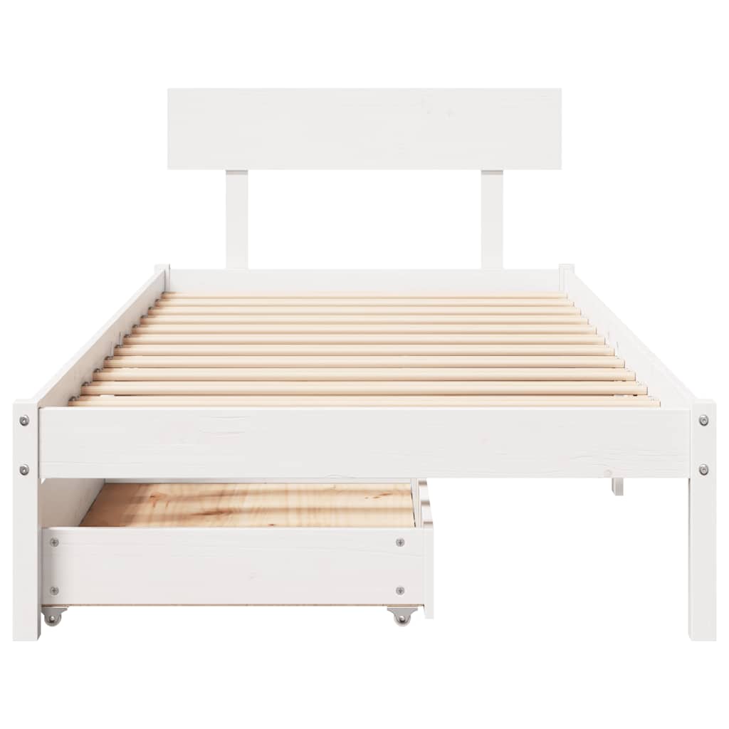 Cama sem colchão 90x200 cm madeira de pinho maciça branco