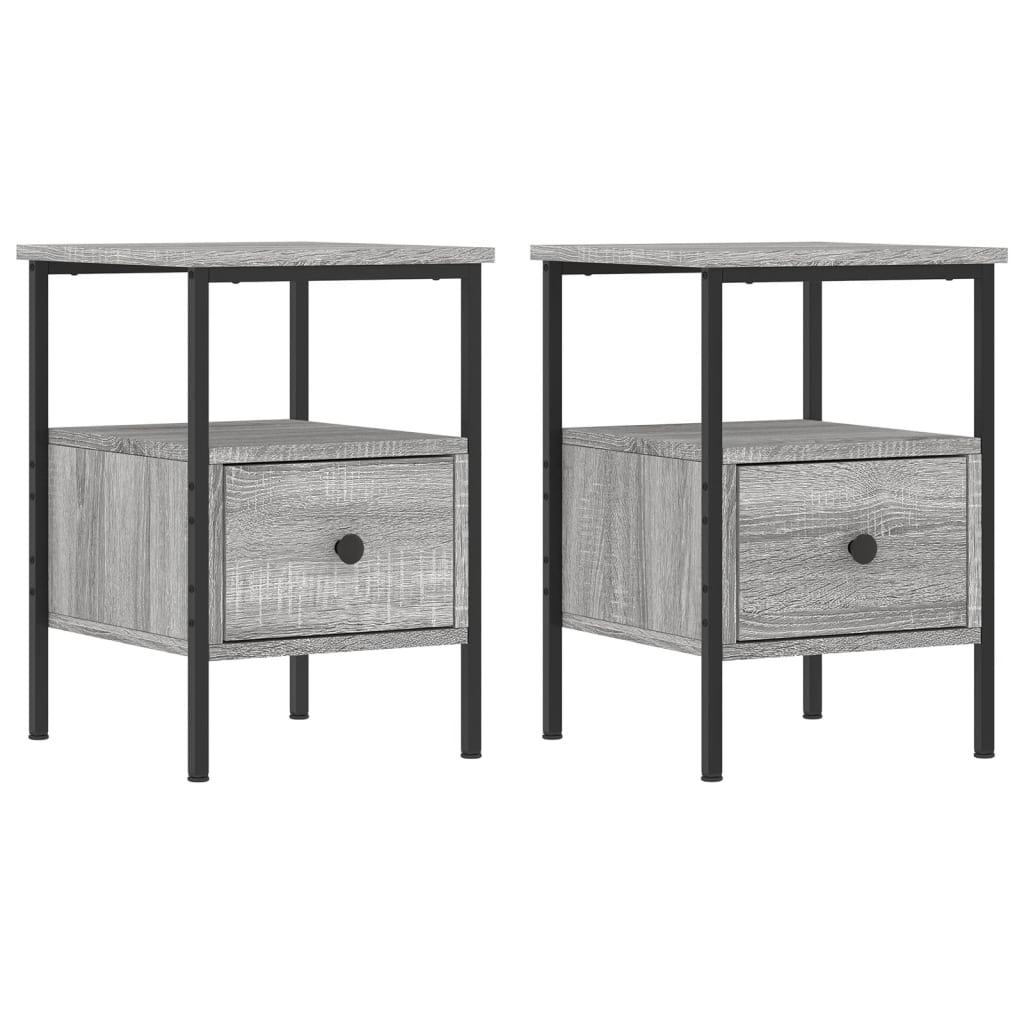 Mesas de cabeceira 2pcs derivados de madeira sonoma cinza