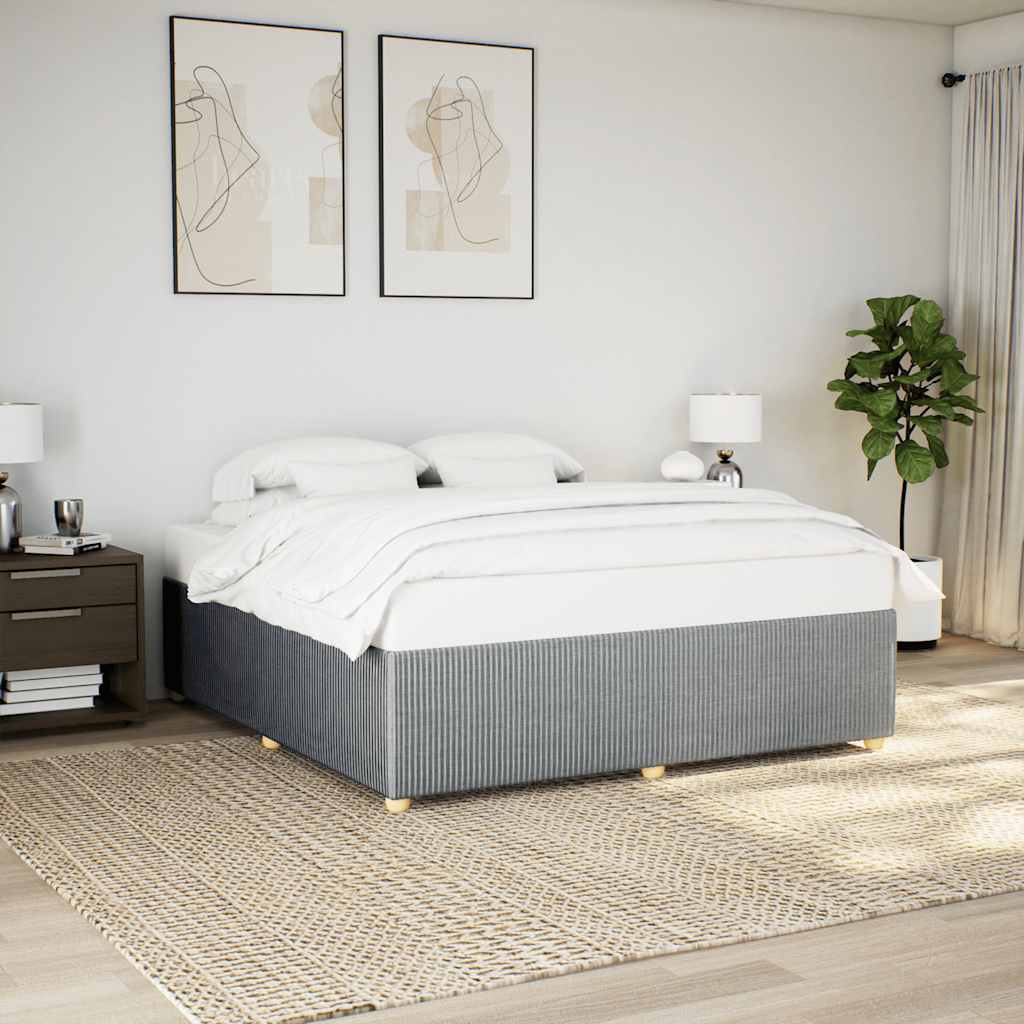 Estrutura de cama sem colchão 200x200 cm tecido cinzento-claro