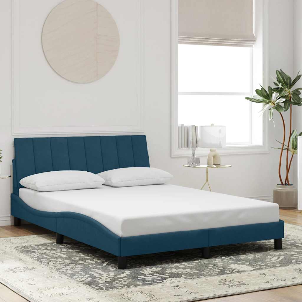 Estrutura de cama sem colchão hanko 120x200 cm veludo azul