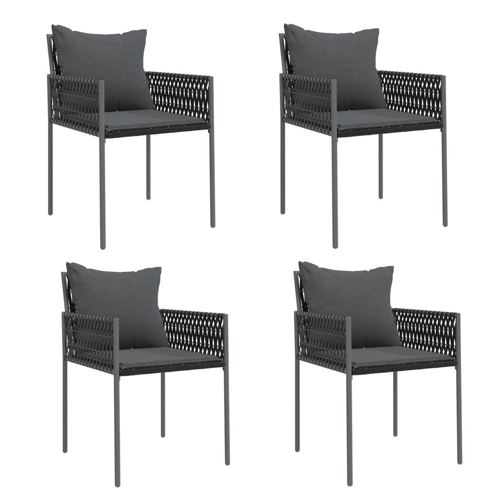 5 Pcs conjunto de jantar p/ jardim c/ almofadões vime PE e aço