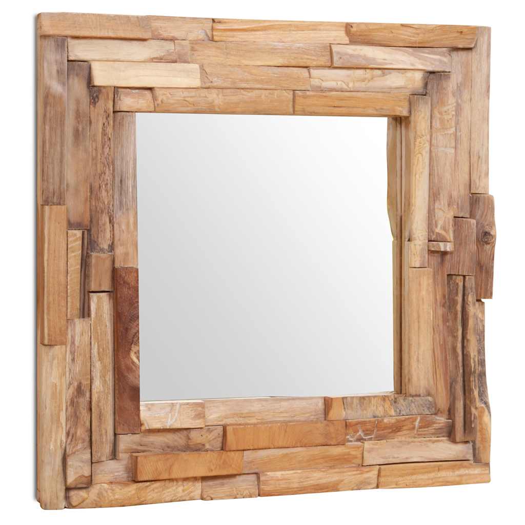 Espelho decorativo em teca 60x60 cm quadrado