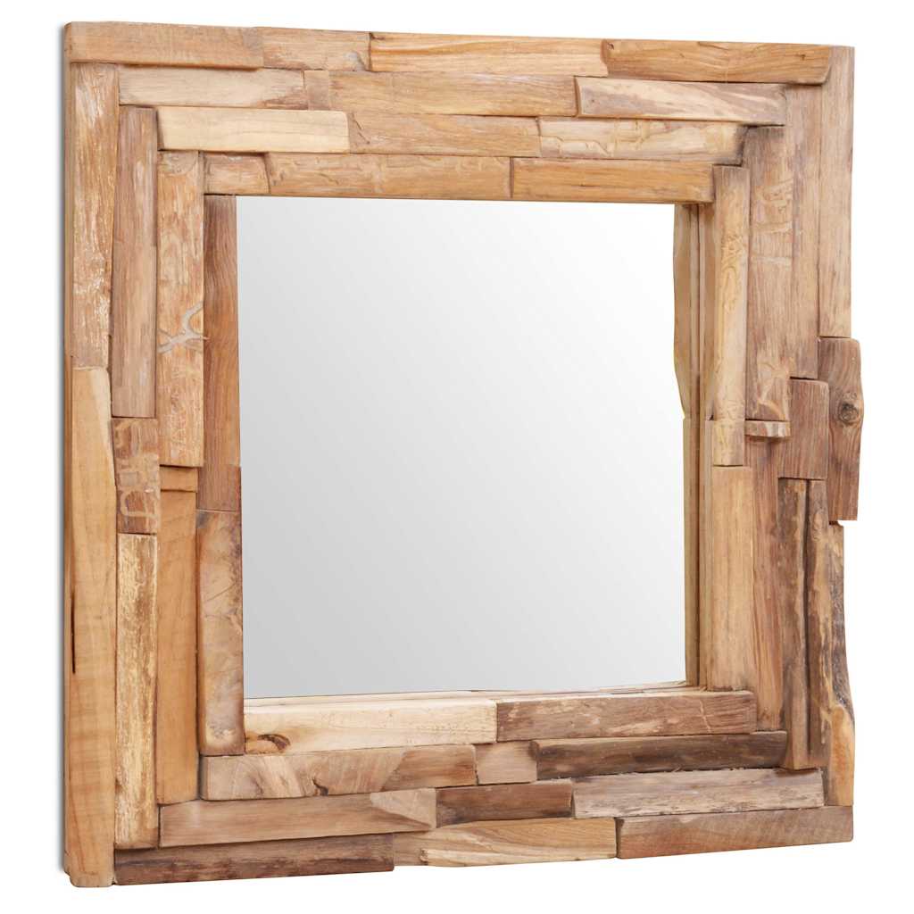 Espelho decorativo em teca 60x60 cm quadrado