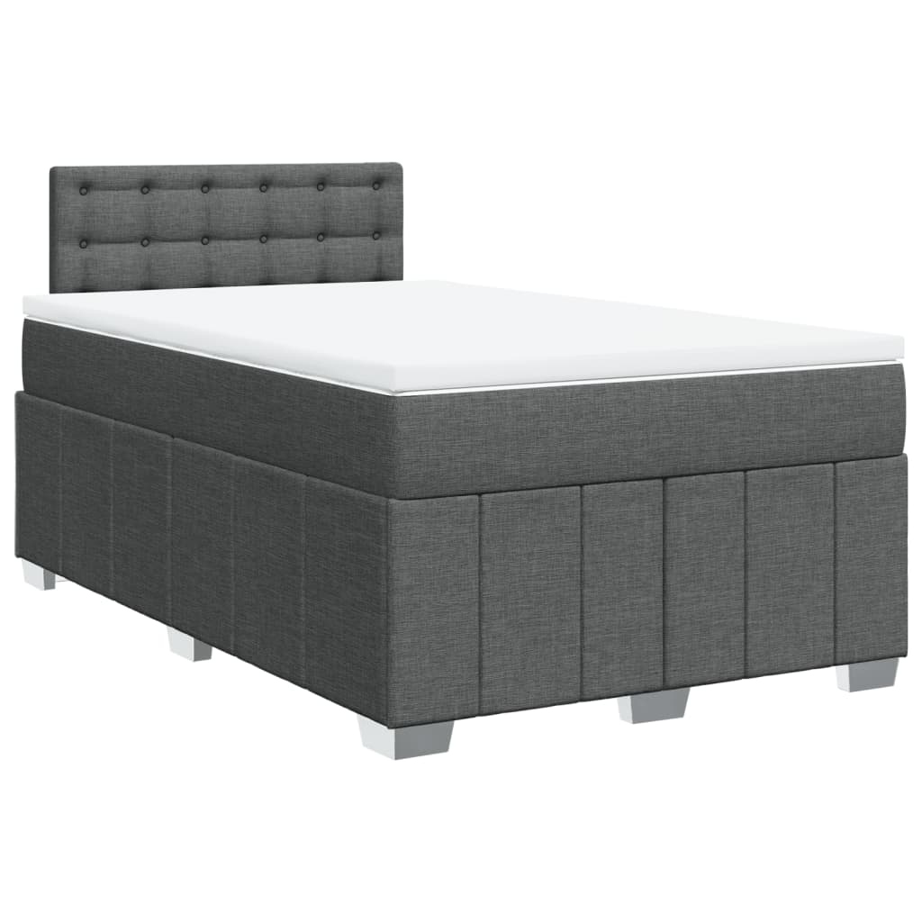Cama boxspring com colchão 120x190 cm tecido cinzento-escuro