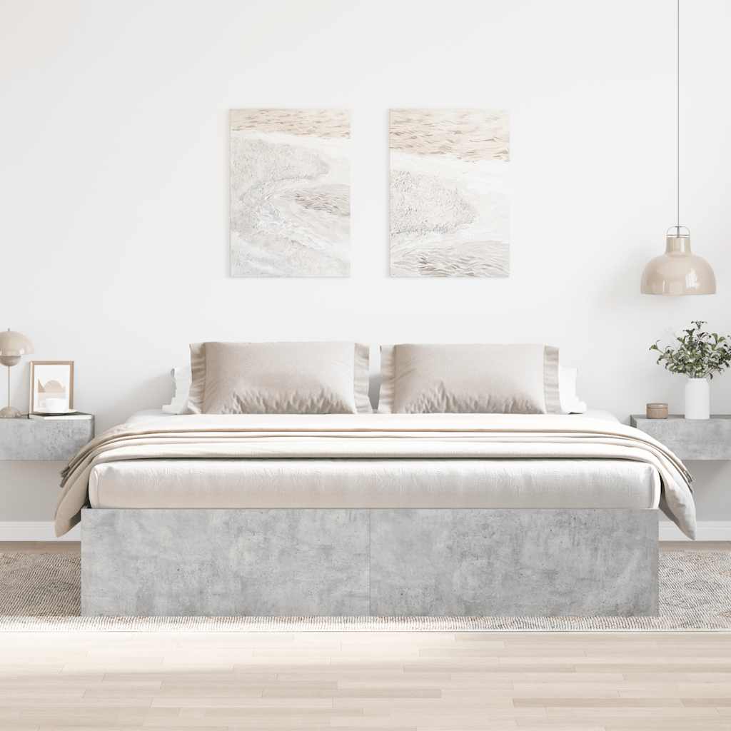 Estrutura de cama 200x200 cm cinza cimento