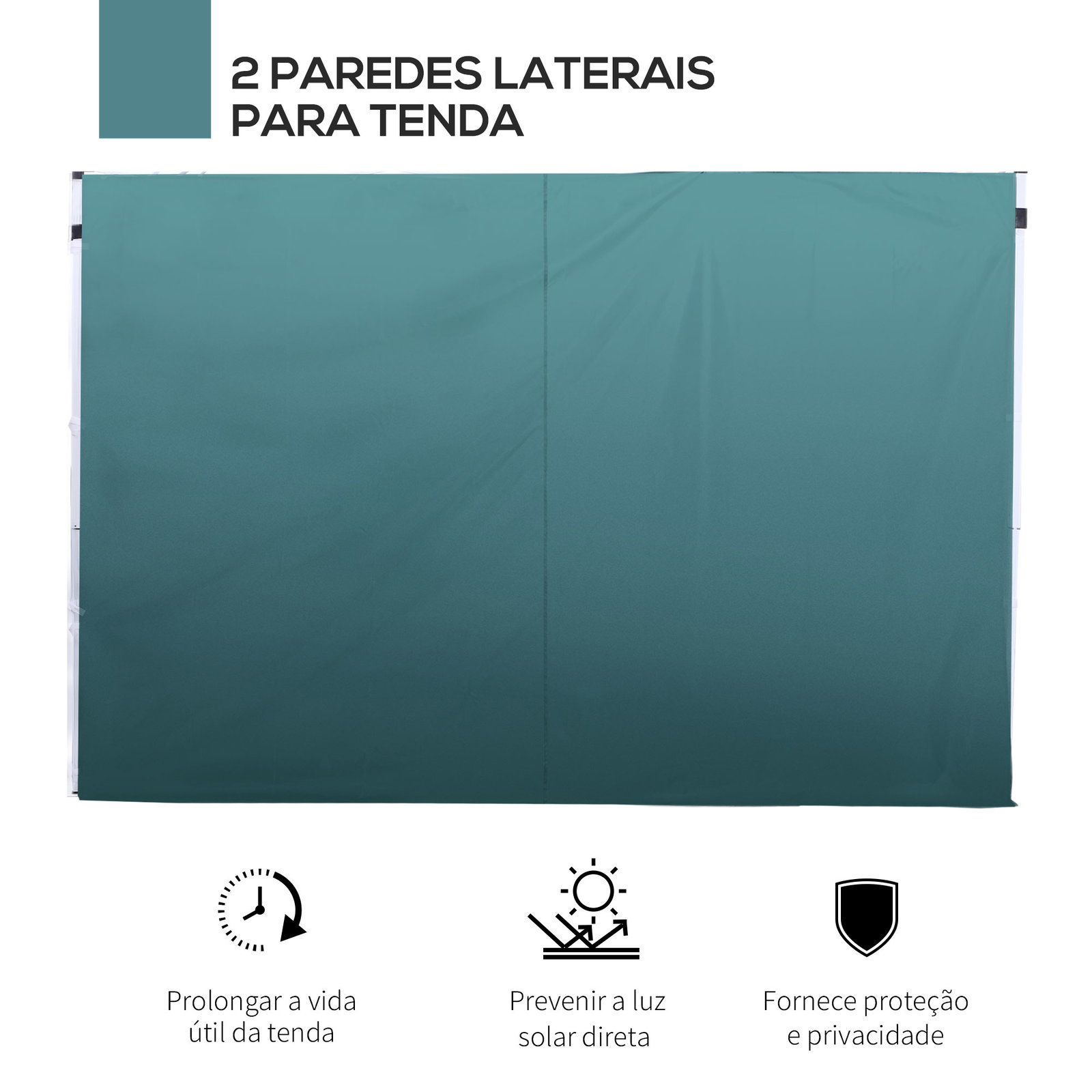 2 Paredes laterais para tenda 3x3 m parede lateral de substituição de tecido oxford com janela 300x200 cm verde