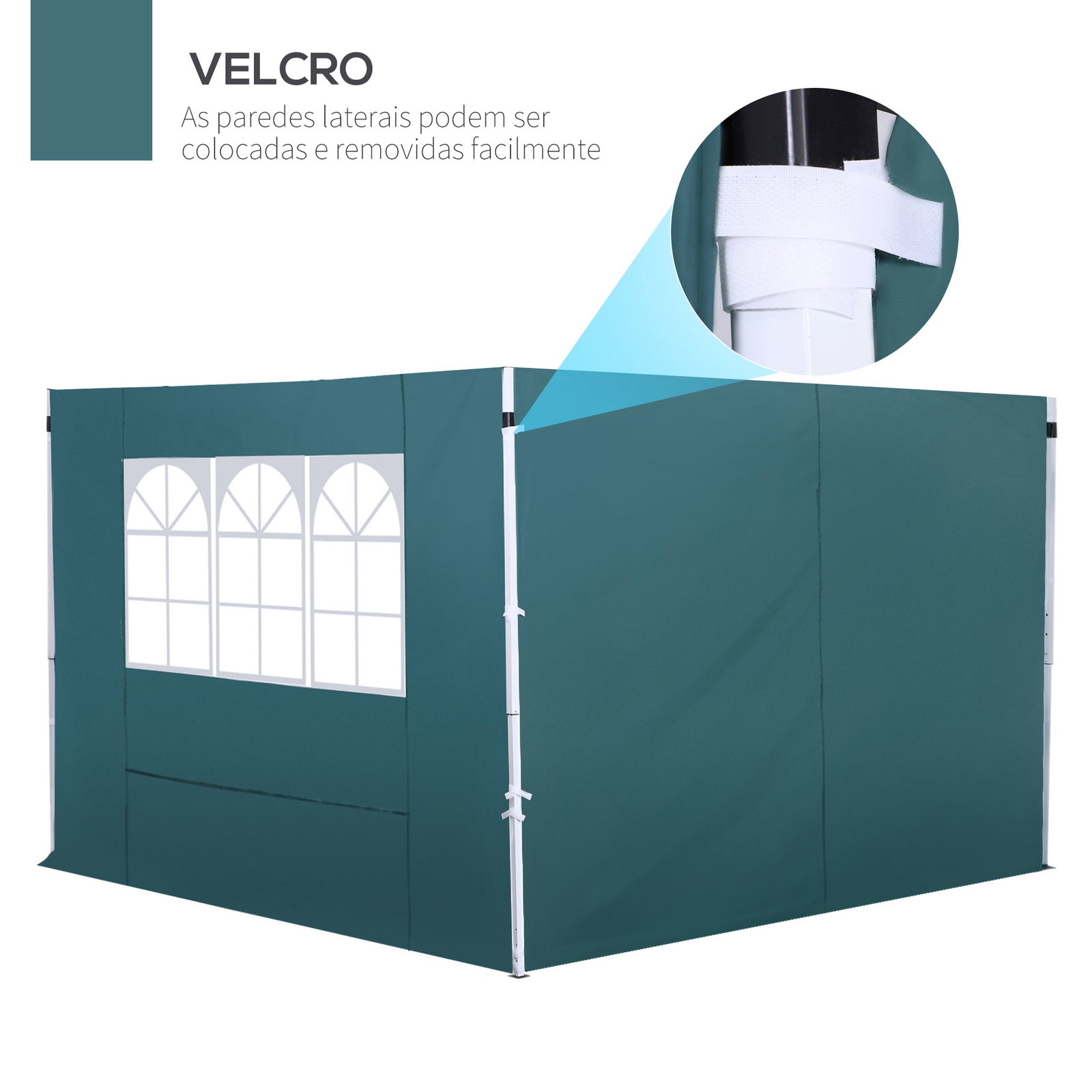 2 Paredes laterais para tenda 3x3 m parede lateral de substituição de tecido oxford com janela 300x200 cm verde