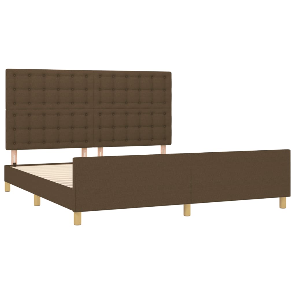 Estrutura de cama sem colchão 160x200 cm tecido castanho-escuro