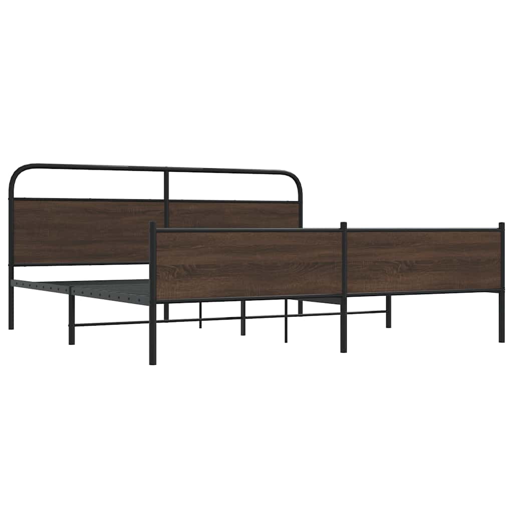 Estrutura cama sem colchão 183x213 cm metal carvalho castanho