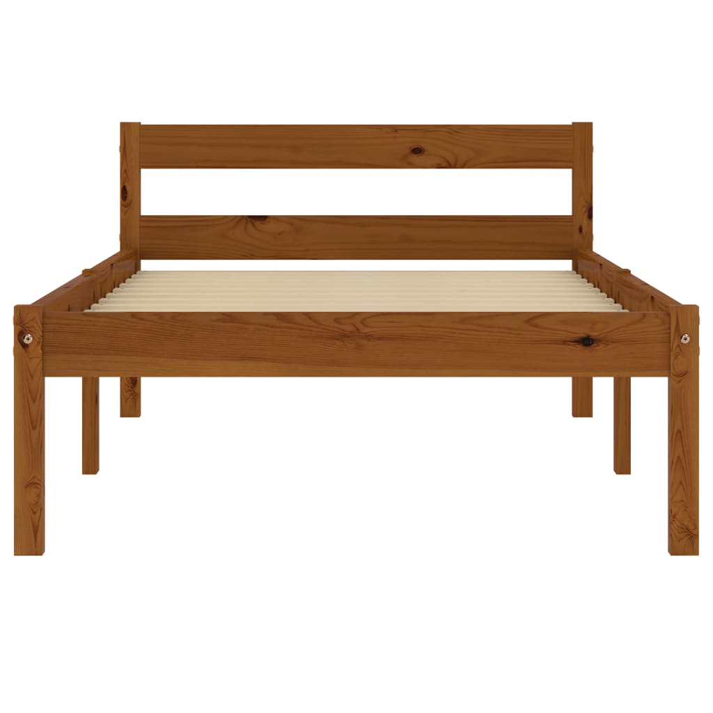 Estrutura de cama 90x200 cm madeira pinho maciço castanho mel