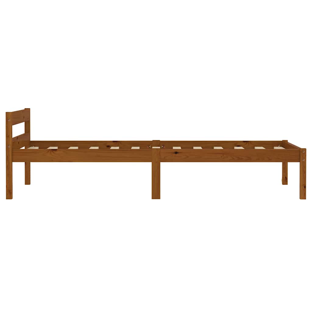 Estrutura de cama 90x200 cm madeira pinho maciço castanho mel