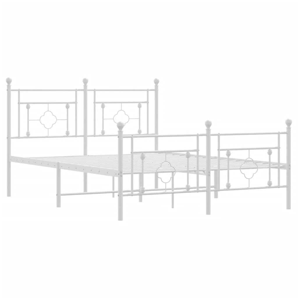 Estrutura de cama com cabeceira e pés 140x190 cm metal branco