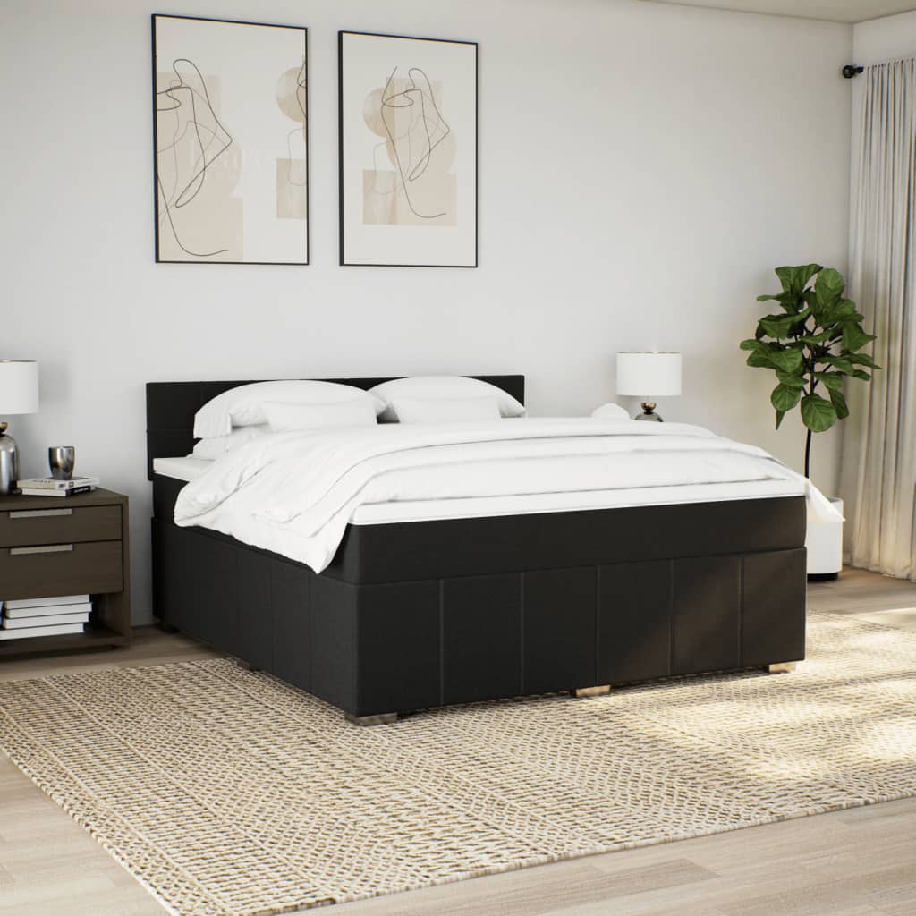 Cama com molas/colchão 180x200 cm tecido preto