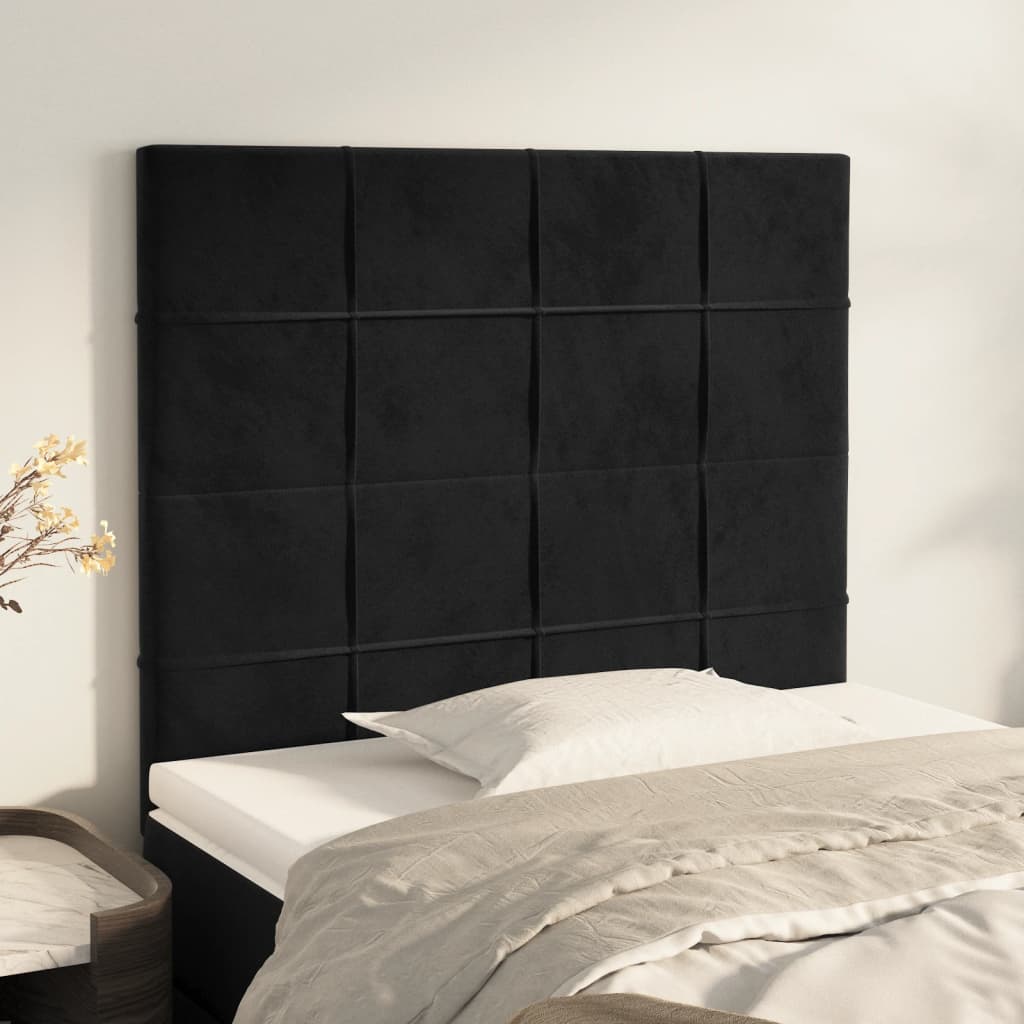 Cabeceira preta 90x5x118/128 cm veludo