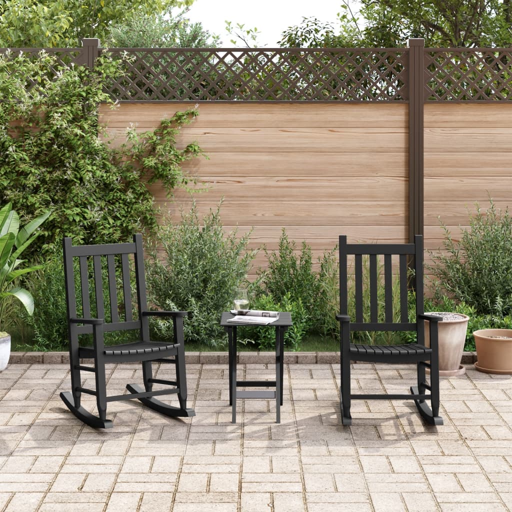 Cadeiras de baloiço infantis 2 pcs álamo maciço preto