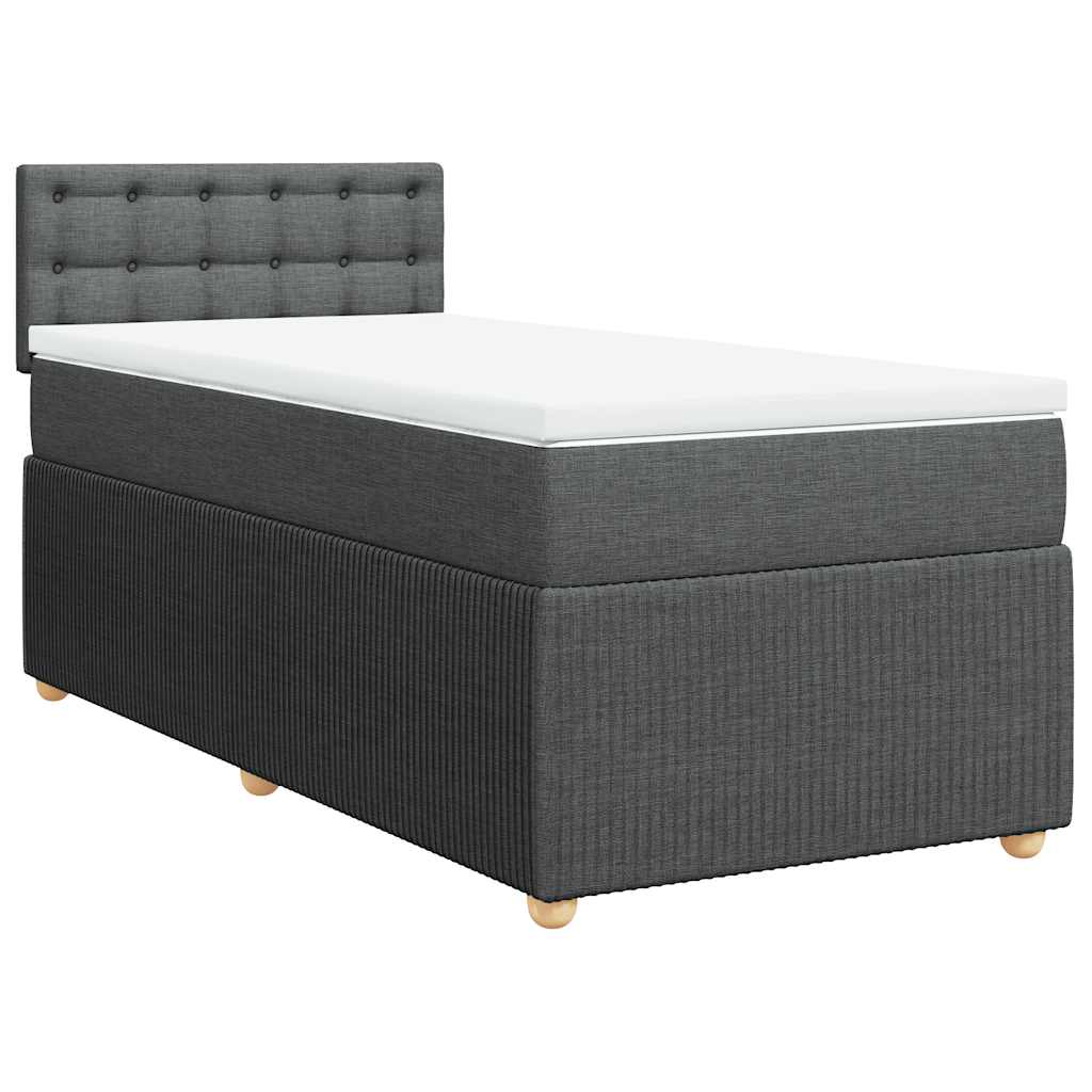Cama com molas/colchão 90x190 cm tecido cinza-escuro