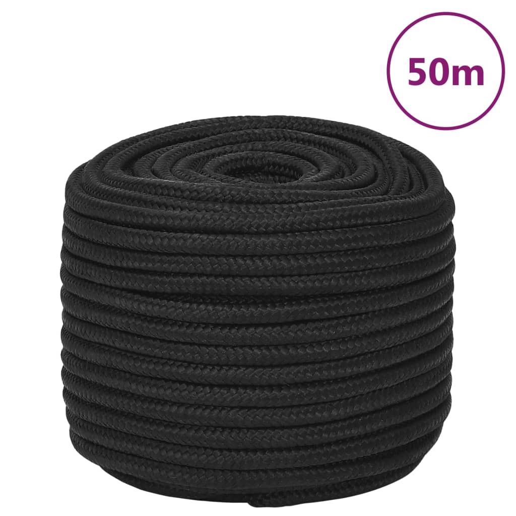 Corda de barco 12 mm 50 m polipropileno preto completo