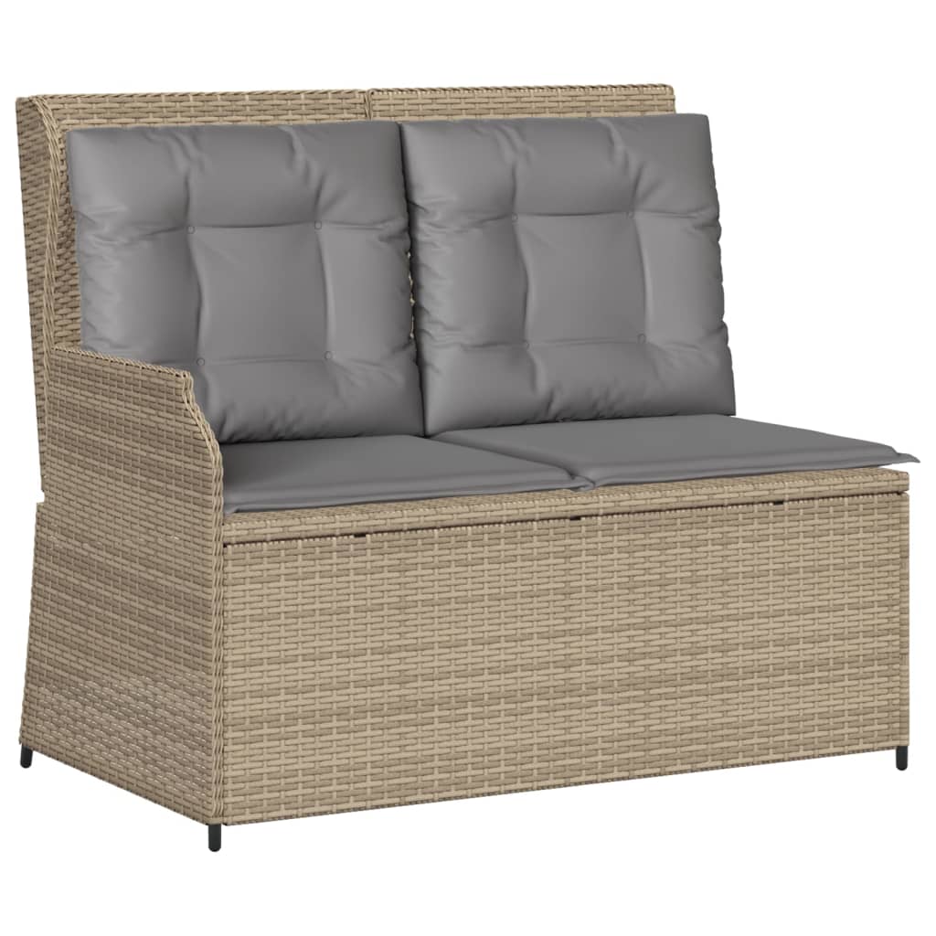 3 Pcs conjunto de sofás p/ jardim com almofadões vime PE bege