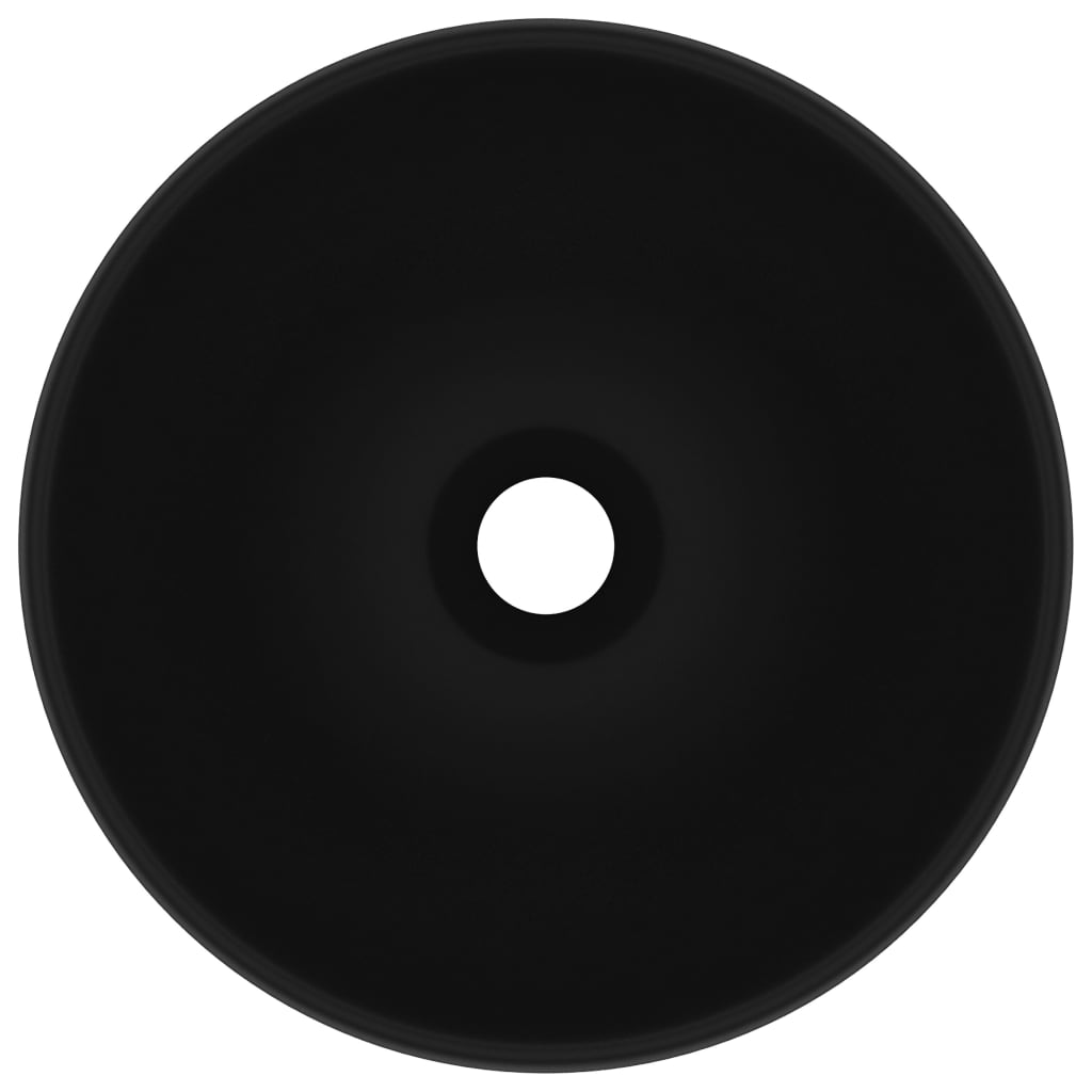 Lavatório wc luxuoso redondo 32,5x14cm cerâmica preto mate